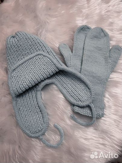 Шапка ушанка женская вязаная