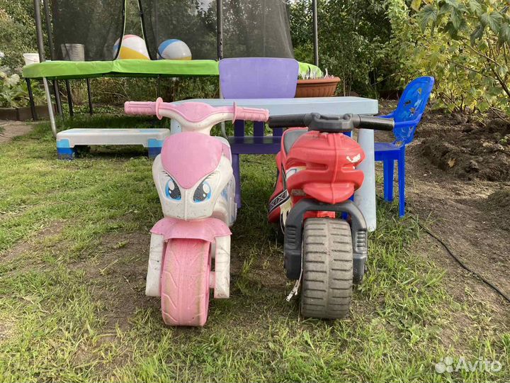 Мотоцикл-беговел каталка розовый красный