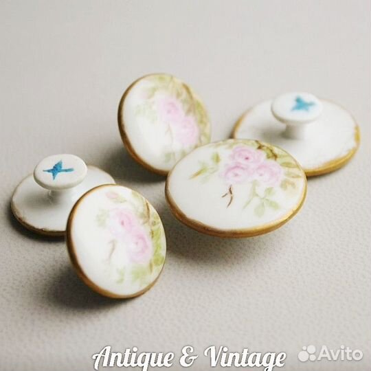 Антикварные фарфоровые пуговицы 5 шт