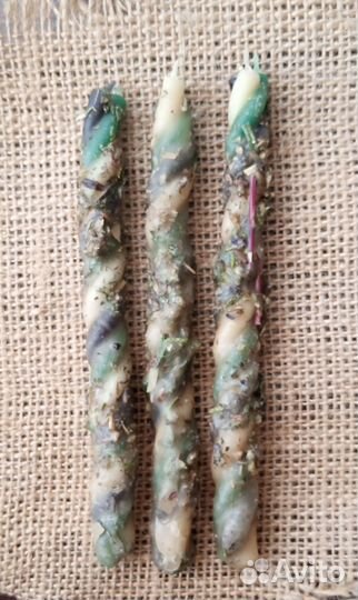 Свечи заряженные восковые с травами