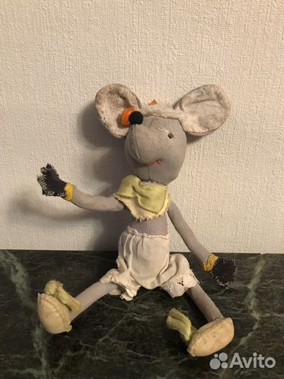 Игрушка Мышь девочка набивная самоделка СССР