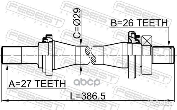 Полуось правая 27x386x26 1212-TUC Febest