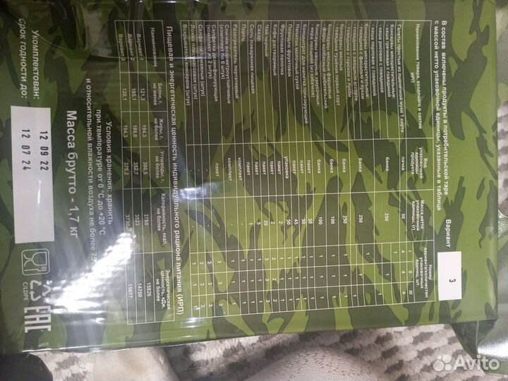 Ирп сухпай сухой паек