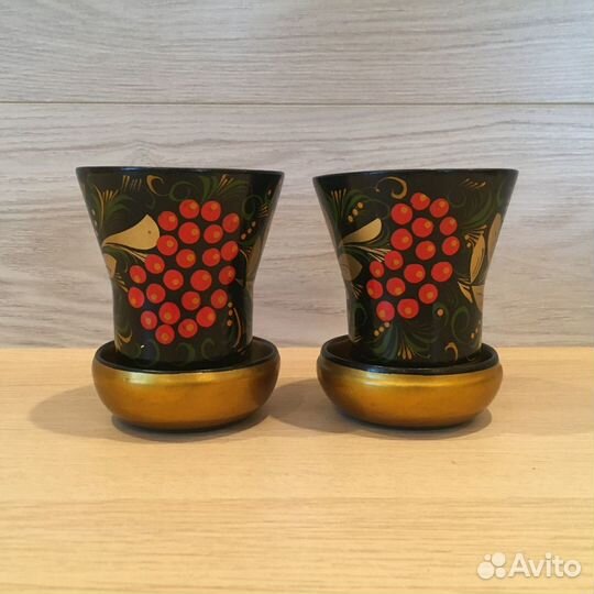 Набор посуды СССР из дерева, хохлама, 25 шт