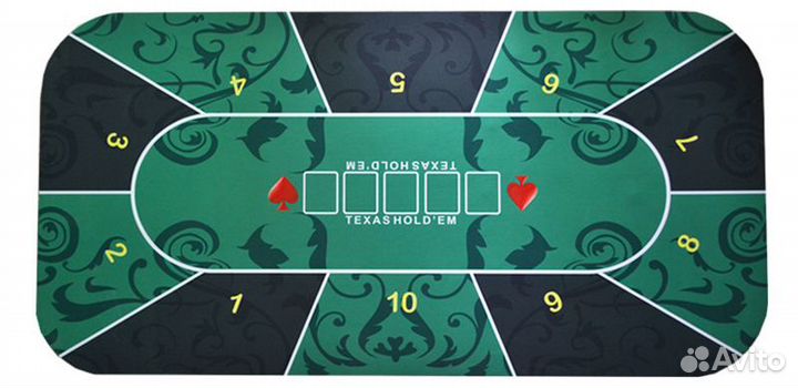 Сукно для игры в покер на 10 человек