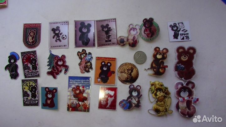 Значки новоделы олимпийский мишка и спартак