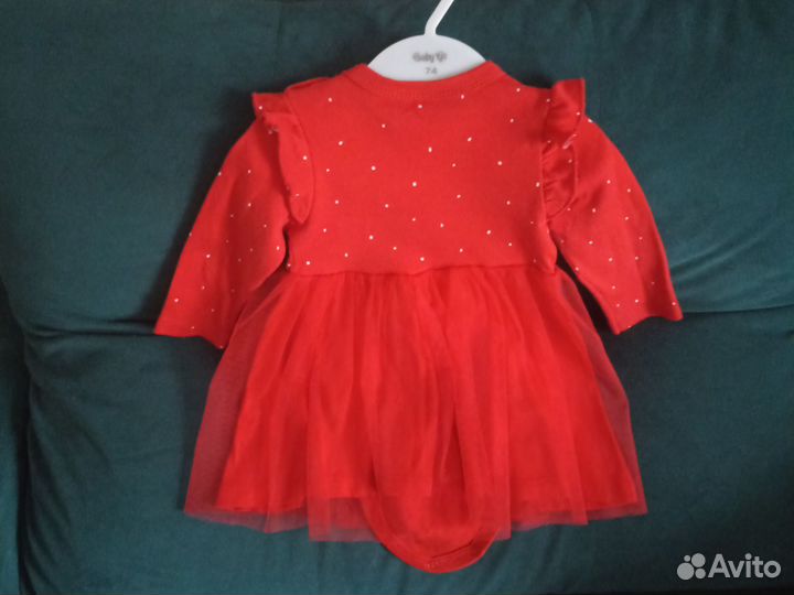Новогоднее платье-боди для девочки, рост 74