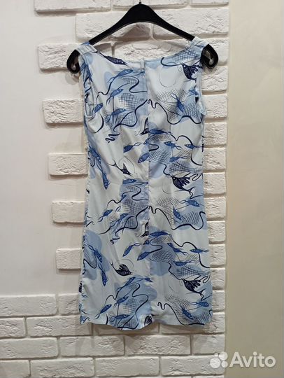 Голубое платье с рыбками S
