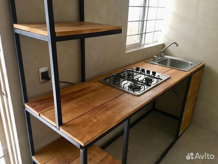 Летняя кухня тумба раковина в стиле лофт
