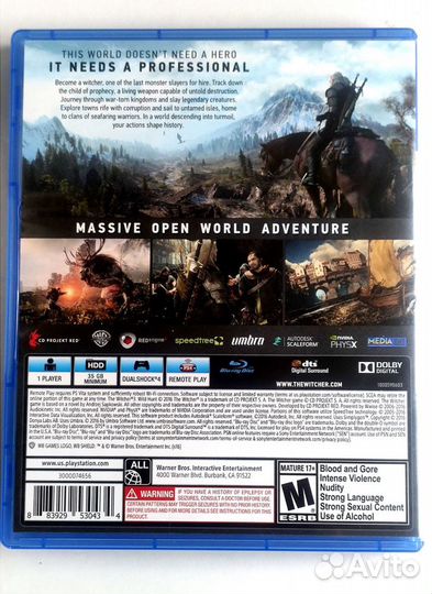 Игра для Sony PS4/ Ведьмак 3 Дикая Охота + Карта