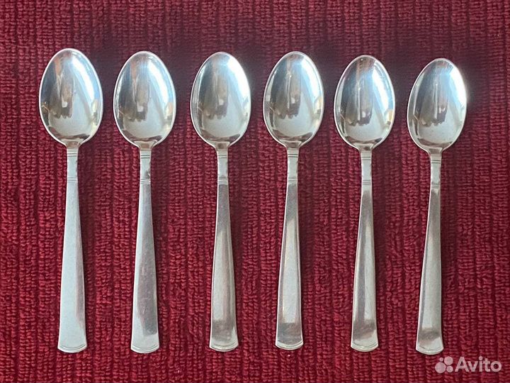 Набор из 6 ти кофейных серебряных ложечек 830 проб