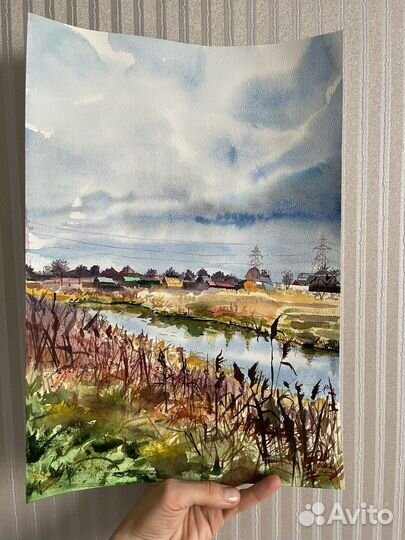 Картина акварелью «Осенний пейзаж»