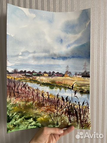 Картина акварелью «Осенний пейзаж»