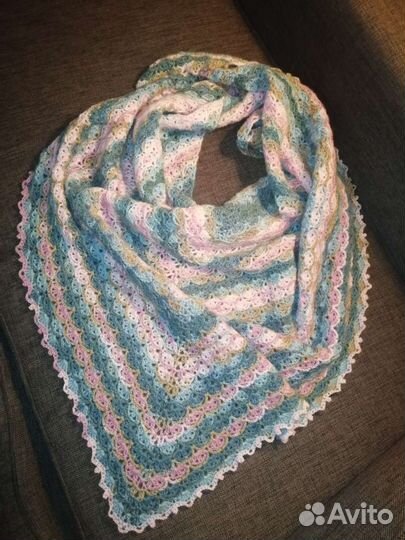 Шаль большая тёплая ручная работа