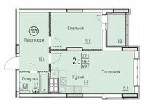 Своб. планировка, 49,7 м², 13/25 эт.