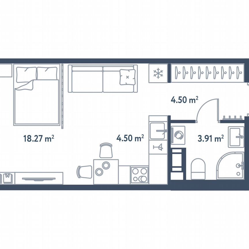 Квартира-студия, 31,2 м², 3/11 эт.