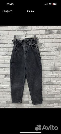 Джинсы черные мом, mom gloria jeans, рост 152