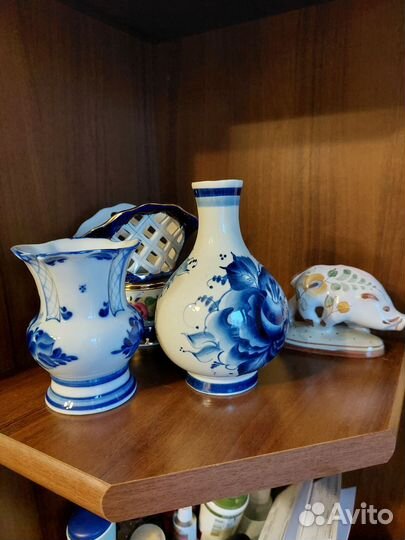 Салфетница, вазочки гжель