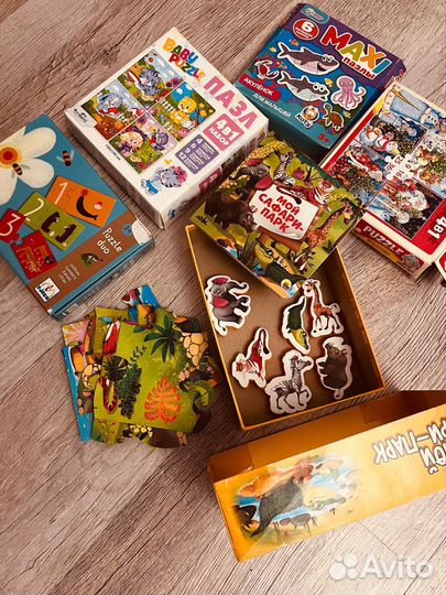 Детские развивающие игрушки, пазлы, книги, сортеры