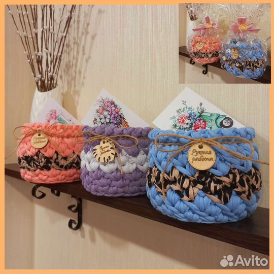 Корзинки из трикотажной пряжи