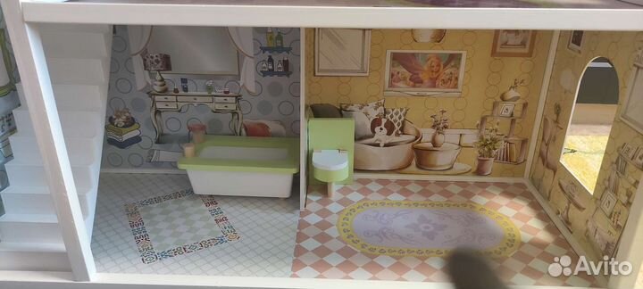 Кукольный домик для барби с мебелью плюс гараж