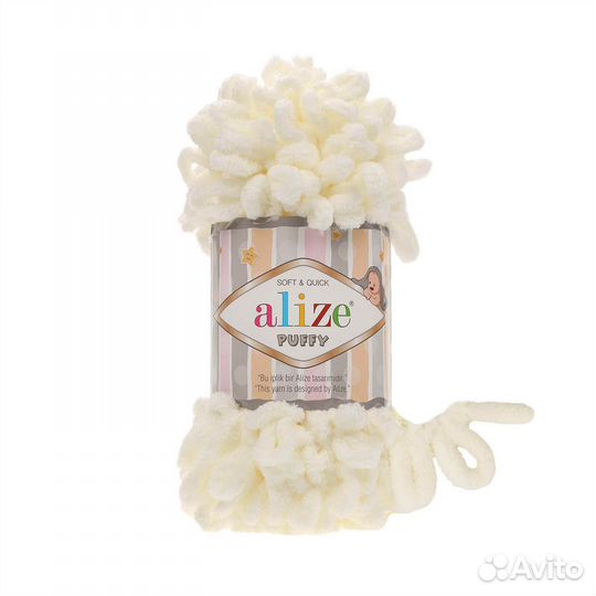 Пряжа Alize Puffy (Ализе Пуффи) цвет 62 (Молоко)