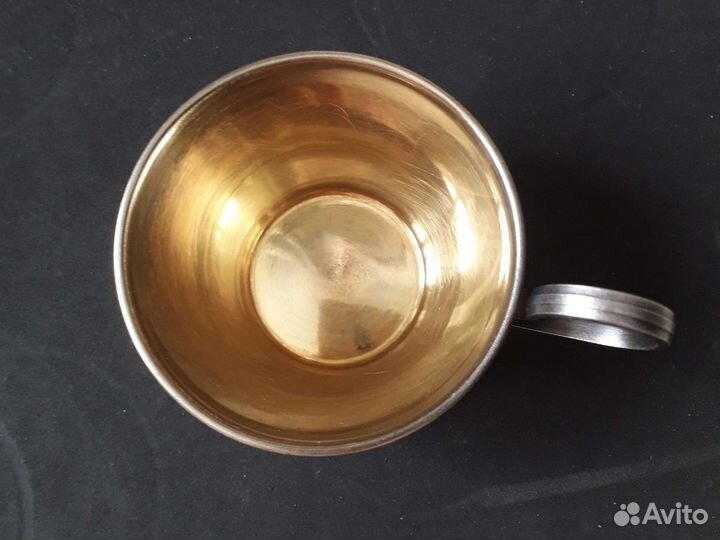 Кофейная пара мельхиор с позолотой