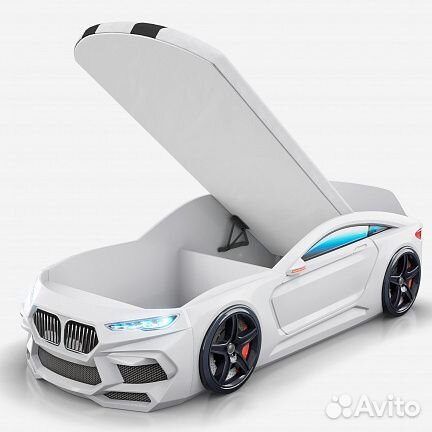 Кровать-машина Romeo-M с подсветкой фар и ящиком