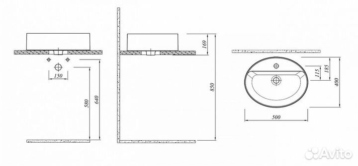 Раковина Kale smartedge 40х50см беая (7110210501)