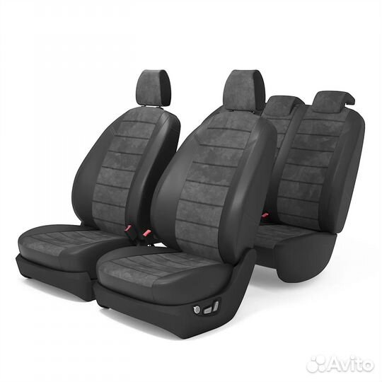 Чехлы универсальные (алькантара темно-серая/эко