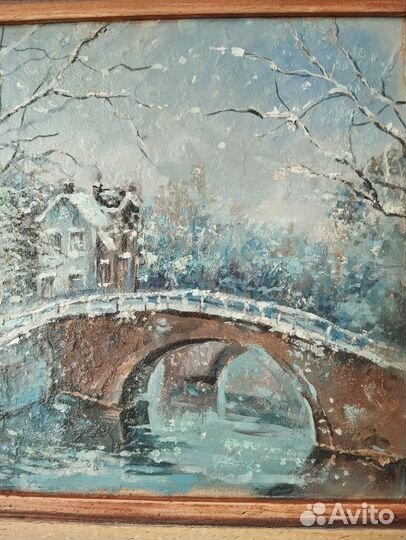 Картина Зимний пейзаж, масло, холст