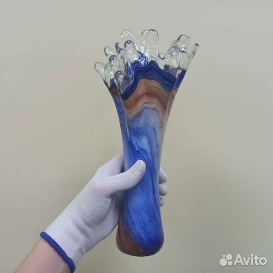 Синяя Ваза Цветное Чешское Стекло Импорт В СССР