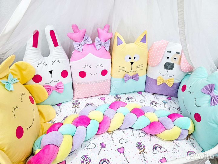 Бортики в кроватку для девочки