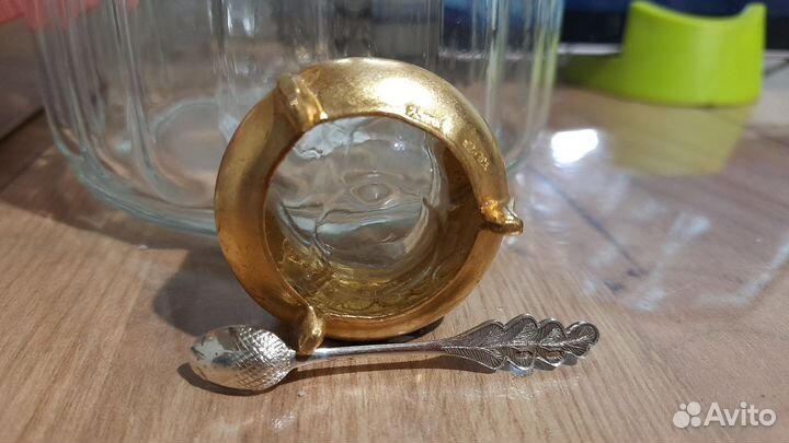 Солонка мельхиор СССР и серебряные ложки к ним