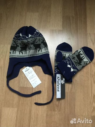 Новая шапка и варежки меринос