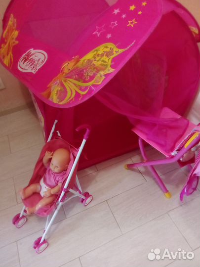 Детский игровой домик+ кукла+ коляска