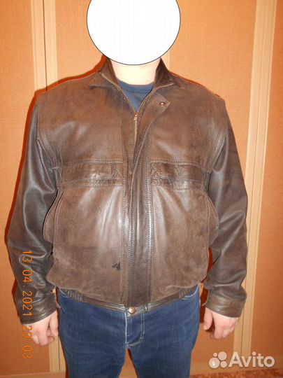 Куртка кожаная коричневая