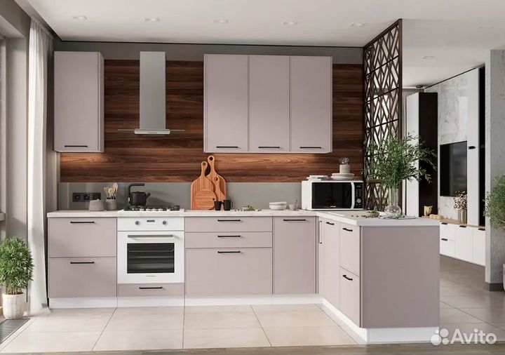 Кухонный гарнитур два яруса под потолок модульная