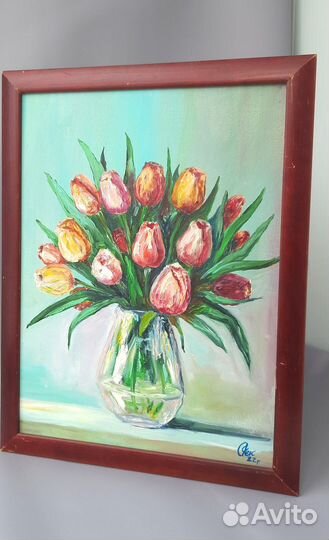Букет тюльпанов. Весна. Картина маслом 30\40