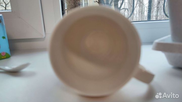 Новая кружка с ложкой керамическая, 370 мл, Совята