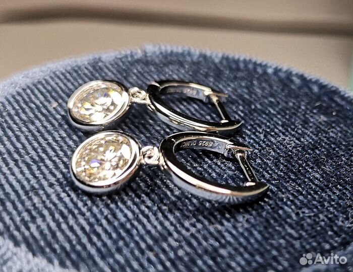 Серьги бриллиант муассанит 2 ct
