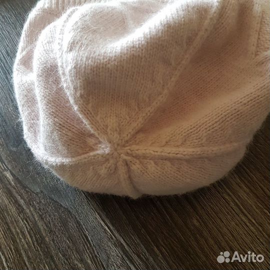 Шапка для девочки розовая. Шерсть. Объем 54-55 см