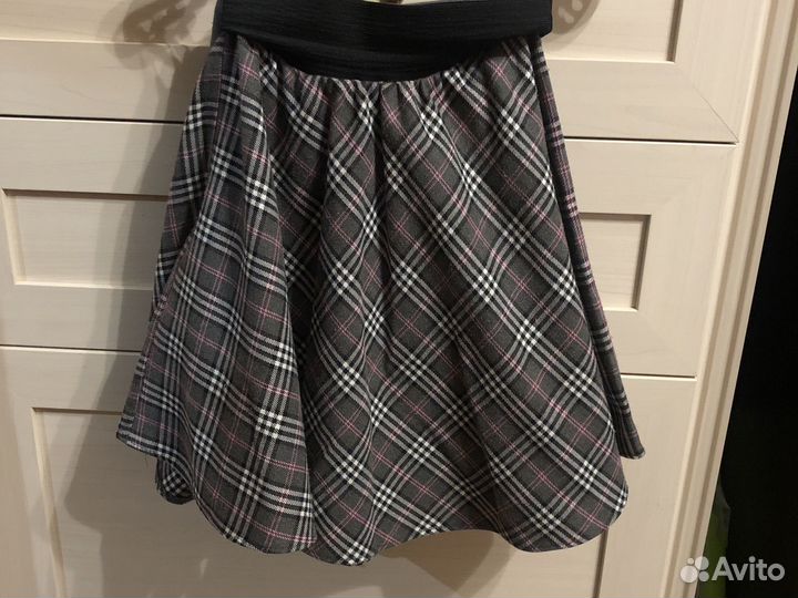 Школьная форма серо-розовая клеточка рост 122