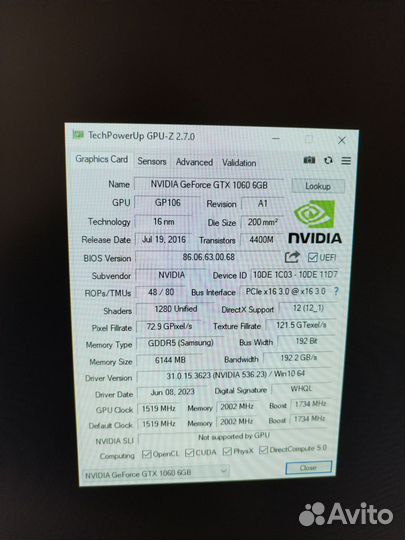 Видеокарта GTX1060 6gb