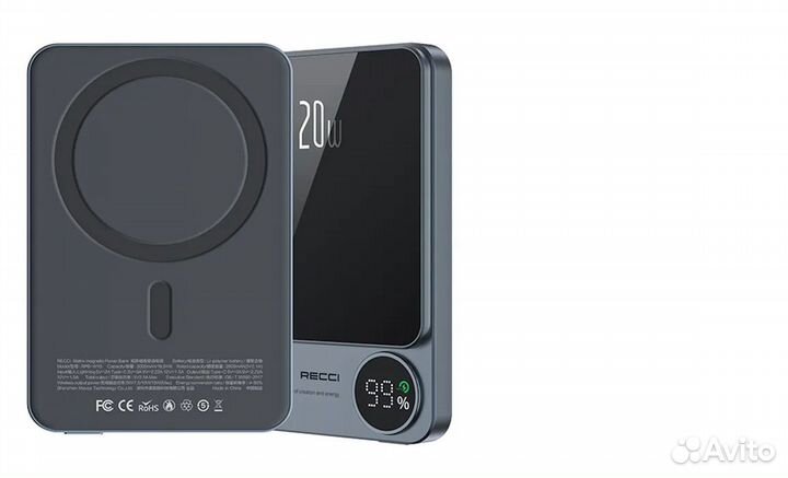Внешний аккумулятор с беспроводной зарядкой Recci