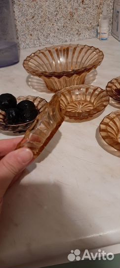 Конфетница набор СССР цветное стекло