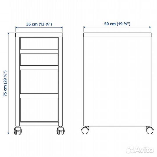 Micke IKEA 402.447.51 Комод на колесиках 35х75 Вен