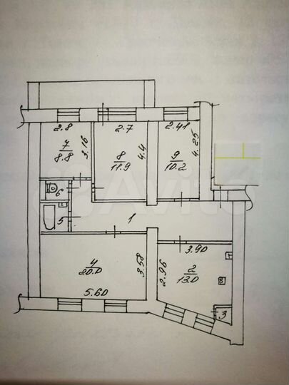 4-к. квартира, 90 м², 3/9 эт.