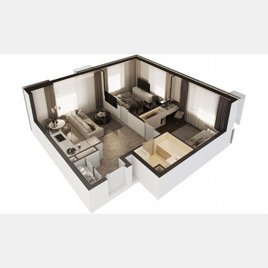 2-к. апартаменты, 52,6 м², 11/30 эт.