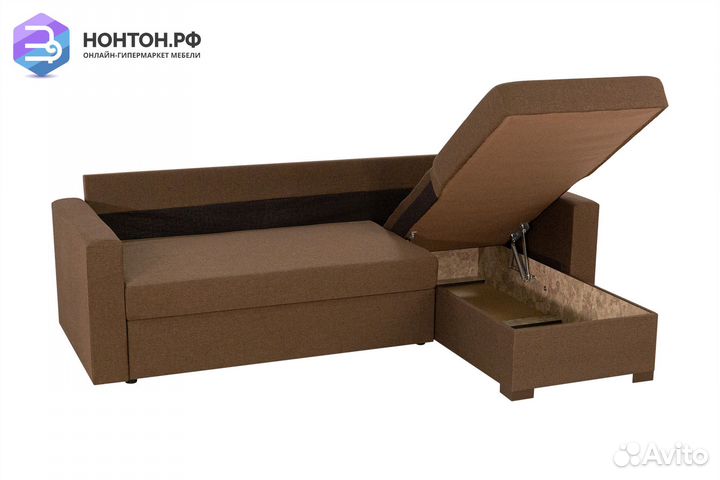 Диван угловой дельфин Джессика коричневый